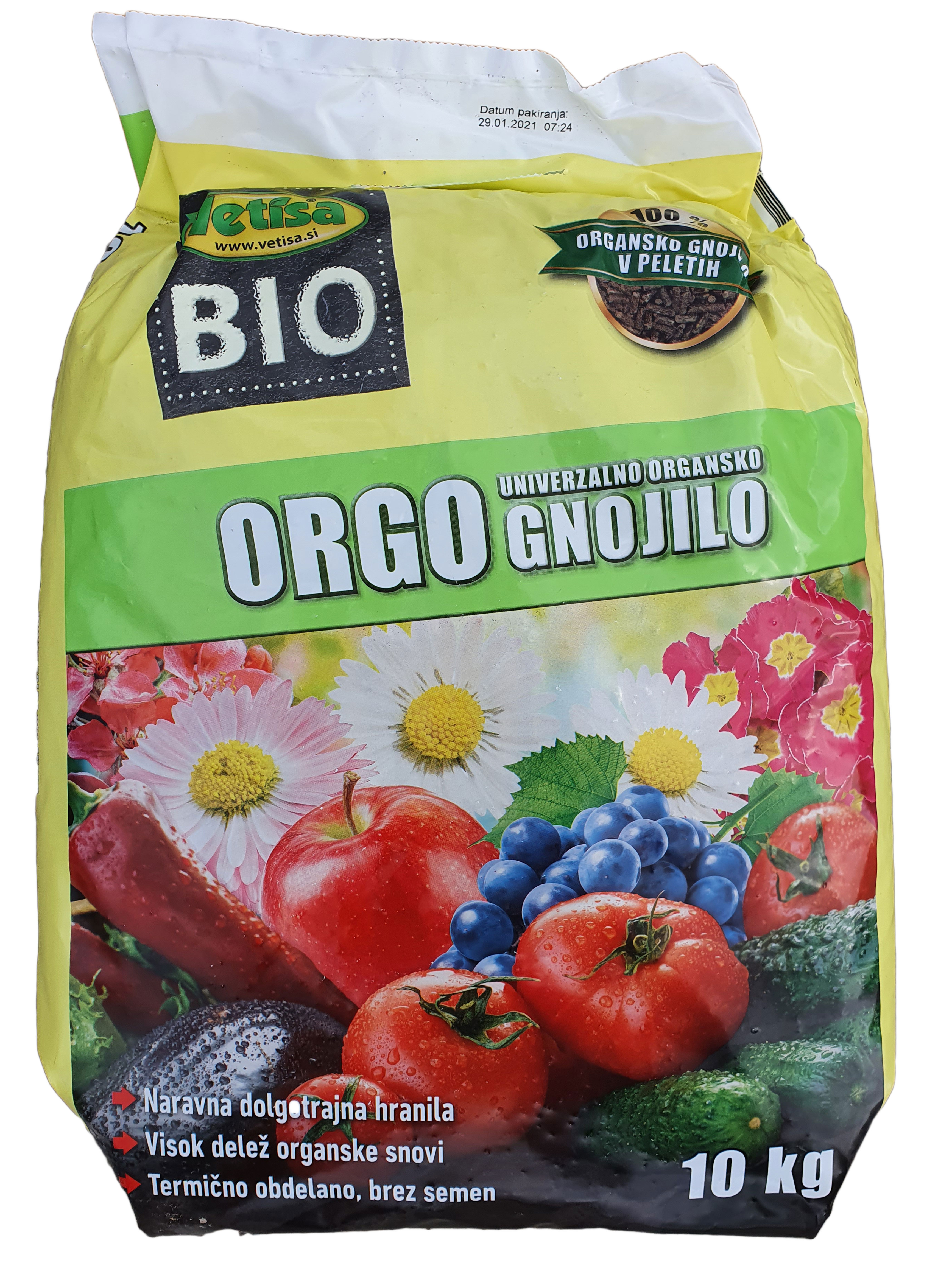 VETISA-ORGO 10 kg- 100% organsko gnojivo za vrt-KAT.2.(60/pal)